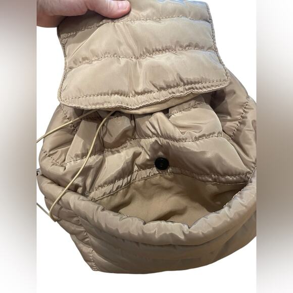 Street Level Boutique Puffer Backpack Tan Beige Medium-Sized - Picture 10 of 14